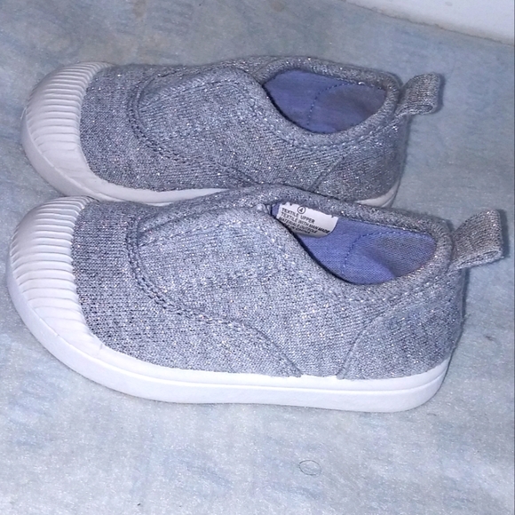 Cat and Jack Toddler Girl- Silver Slip On Shoes - Picture 1 of 6